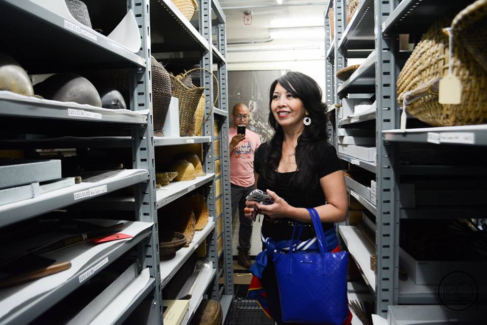 Image depicting visitors Mikey Bustos and Cindy Lopez touring the vaults within CAS Mezzanine storeroom. Selected for use on the homepage of the Philippine Heritage Collections interactive web portal. (c) Field Museum of Natural History - CC BY-NC 4.0