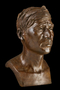 Mayan Man. Bronze sculpture, bust by Malvina Hoffman, after current restoration treatment. Black background