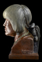 San Idlefonso Woman. Bronze sculpture, profile of bust by Malvina Hoffman, after current restoration treatment. Black background