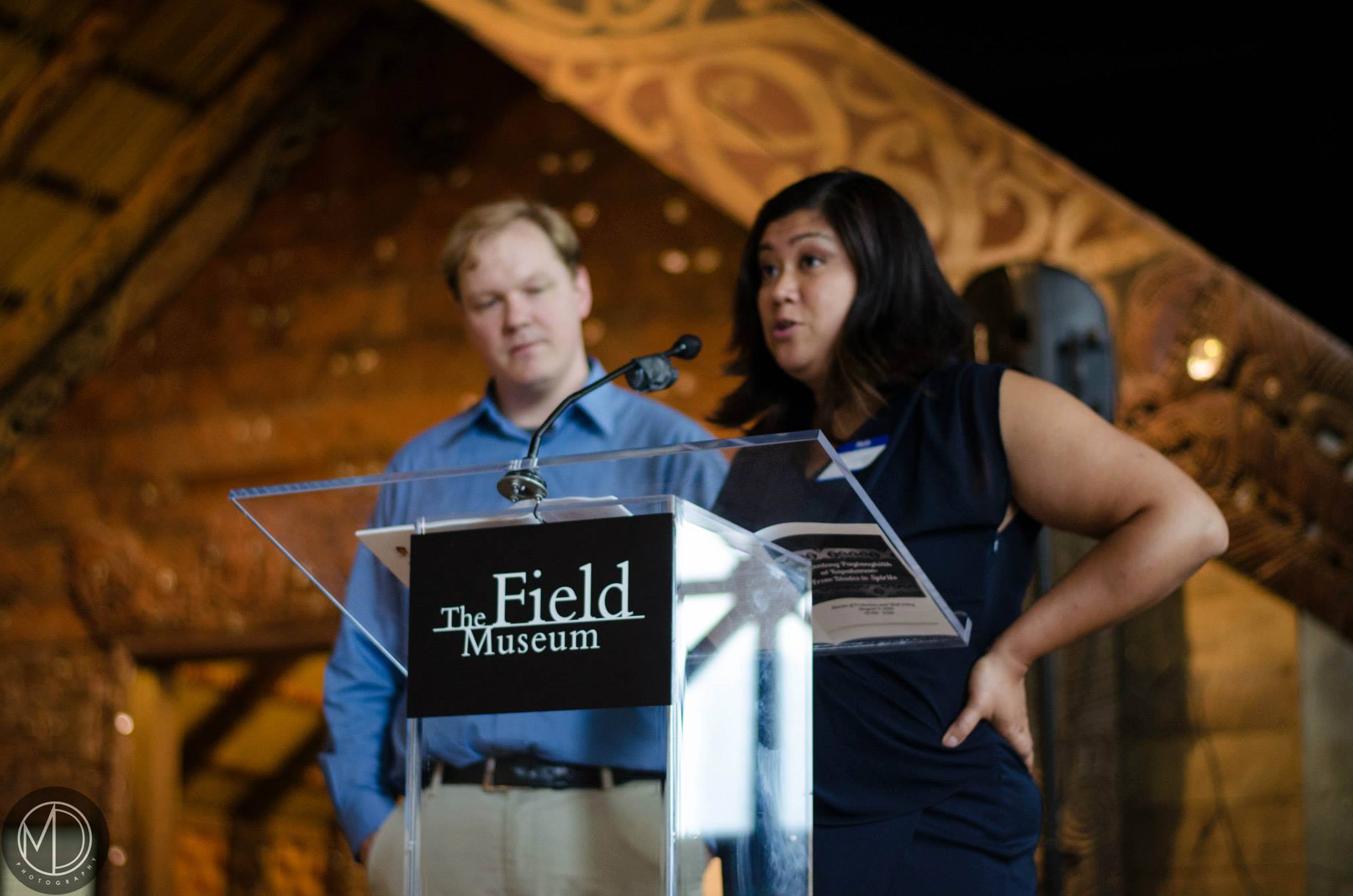 Guest speakers Brendan Mattson and Mia Lahoz address the attendees. (c) Field Museum of Natural History - CC BY-NC 4.0