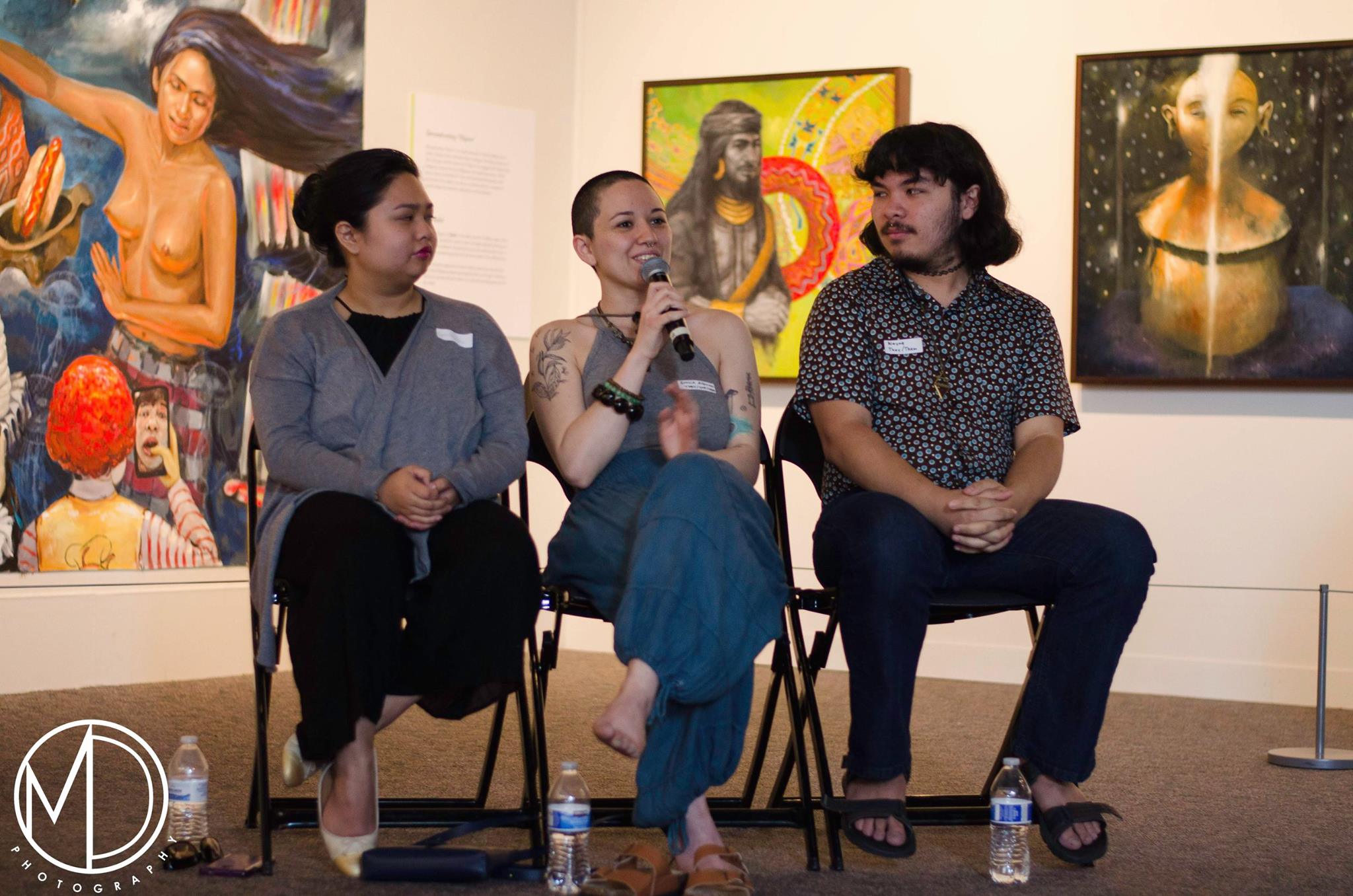 Panelists Carmella Ventura, Emilia Aquino, and Wayne Tate (from left to right) participating in group discussion. (c) Field Museum of Natural History - CC BY-NC 4.0
