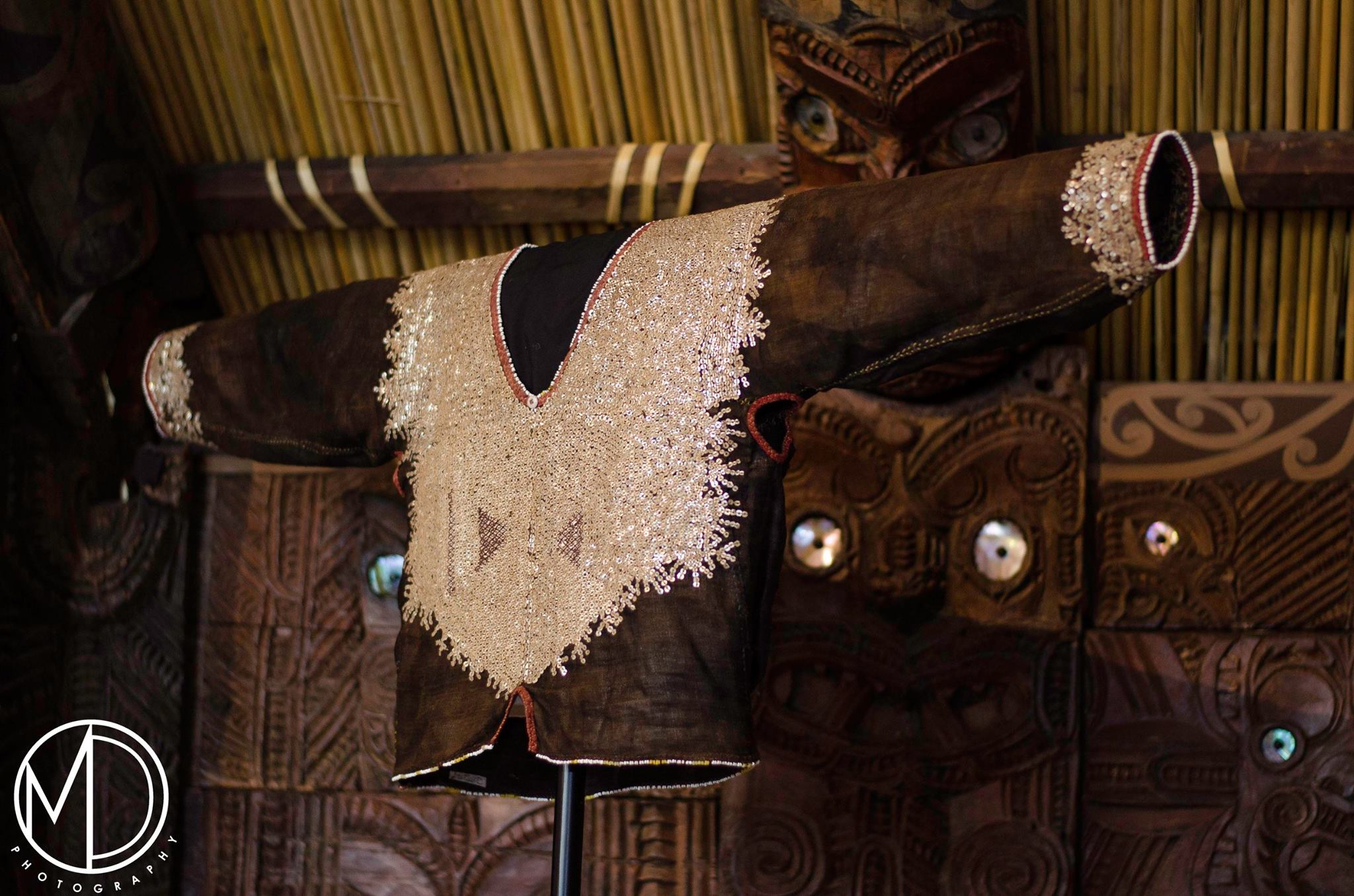 Close up of Bagobo shirt displayed on the artifacts table. (c) Field Museum of Natural History - CC BY-NC 4.0