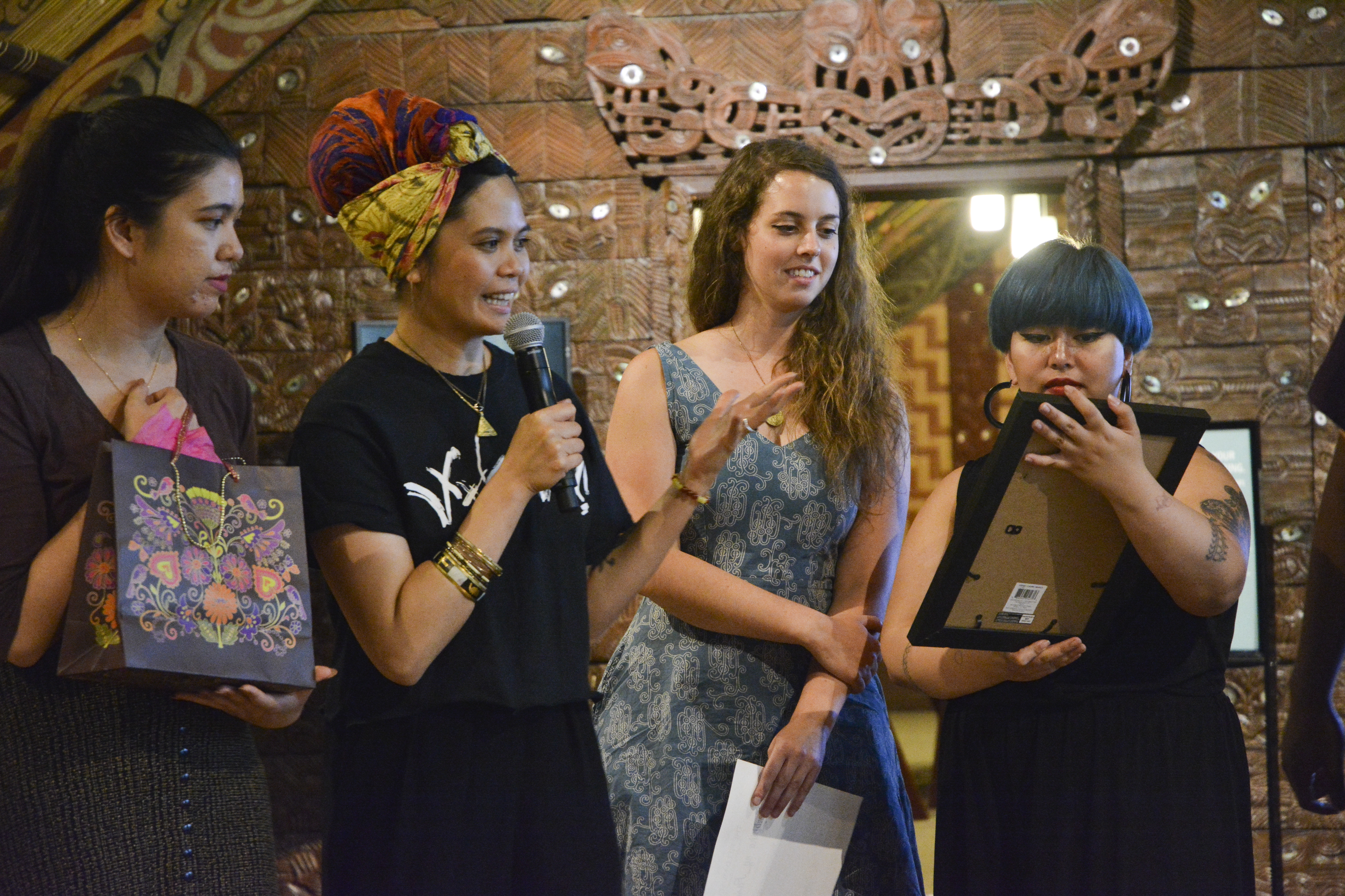 Trisha Martin being recognized for Pamanang Pinoy series.Left to right: Loren Ibach, Trisha Martin, Cassie Pontone, Avigail Bautista (c) Field Museum of Natural History - CC BY-NC 4.0