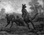 Giant Kangaroos and Wombats. Charles Knight, sketch or study painting.