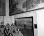 Girl scouts in Hall 38 posed by the Mesohippus diorama, Charles Knight mural of Cave Bear above. For Raymond Foundation.