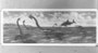 Reptiles That Invaded The Seas; Mesozoic, Jurassic. Plesiosaurus and Stenopterygius, fish shaped ichthyosaur. Charles Knight painting or mural.