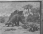 Stegosaurus Mesozoic. Study sketch or painting on canvas signed by Charles R. Knight [Chas. R. Knight '28 [1928]].