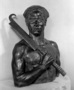 Samoan man. Warrior with head-knife over his shoulder. Front bust. Malvina Hoffman