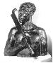 Samoan man. Warrior with head-knife over his shoulder. 3/4 Bust Bronze Sculpture. Malvina Hoffman.