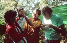 The discovery of a new species brings on some of the most dramatic moments in a field camp, s shown here when our team discovered a new mouse on Mt. Kitanglad, Mindanao, in 1993.  