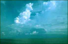 From far away, islands are often first visible because of the towering thunderheads that develop as humid air rises over mountains. 