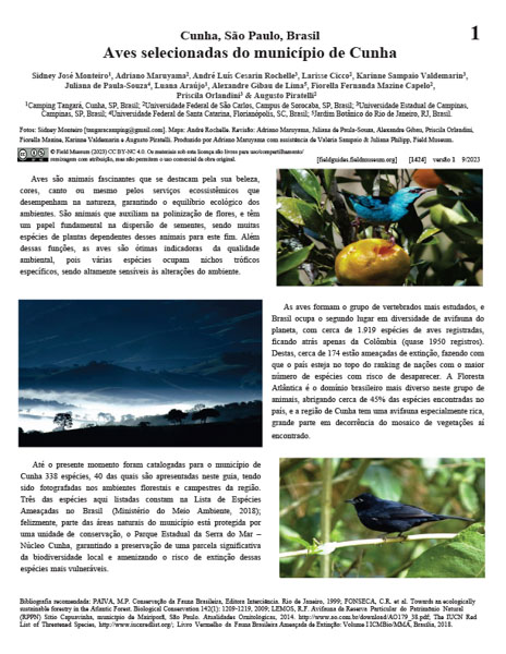 Selected Birds from the municipality of Cunha