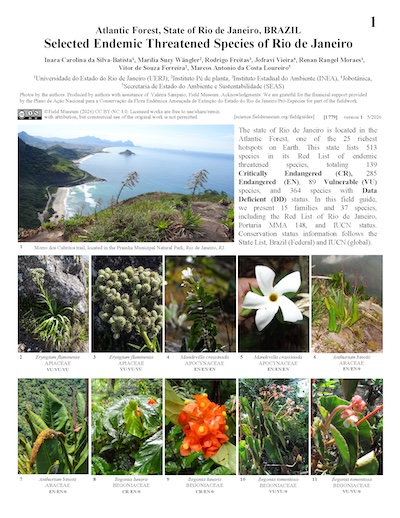 Selected Endemic Threatened Species of Rio de Janeiro