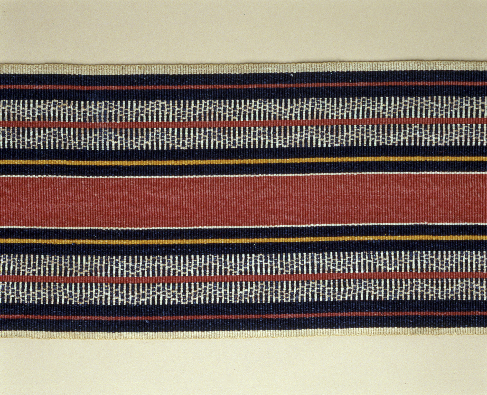 detail Warrior's sash, cotton, dye, palawan with warp float decorations. 