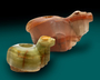 Inca stone llamas 3430 and 3417: Inca stone llama cups